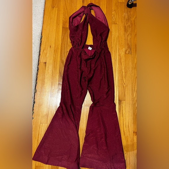 Cosplaya Pop Star Jumpsuit for Women Red Purple Bra Bell Bottom Pants Outfit - Picture 3 of 3